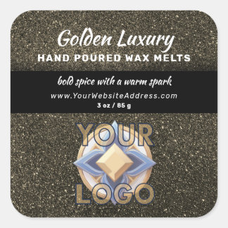Faux Gold Glitter Professional Logo Product Labels Fyrkantigt Klistermärke