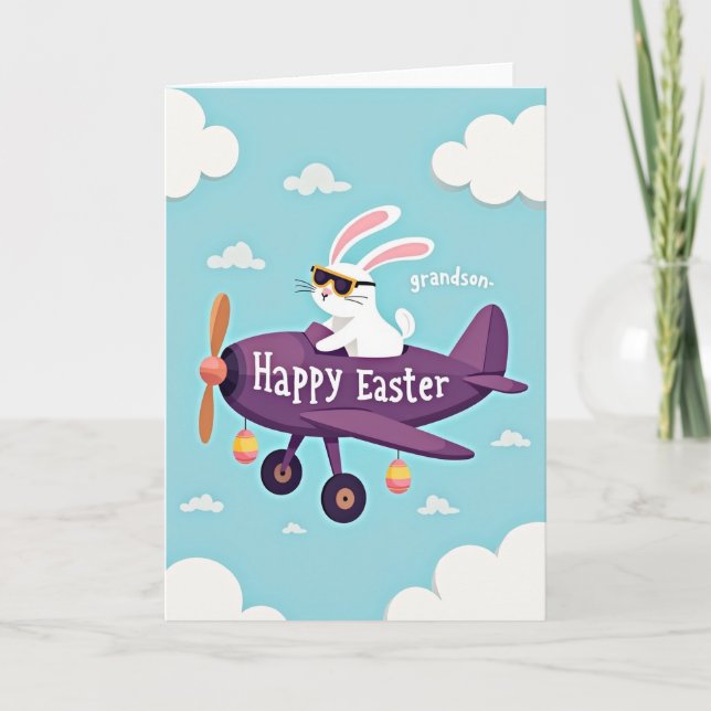Faux Gold Grandson Easter Card Kort (Framsida)