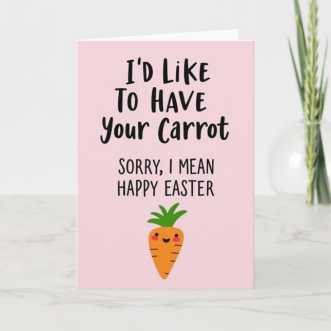 Faux Gold Happy Easter Carrot Card Kort (Framsida)