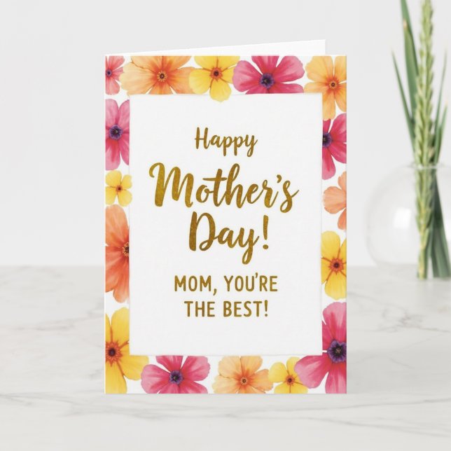 Faux Gold Happy Mothers Day Card Kort (Framsida)