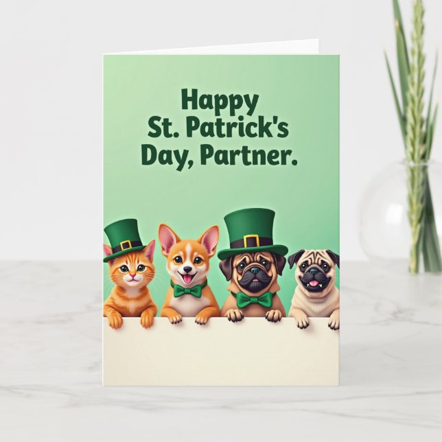 Faux Gold Holiday Pets Card Kort (Framsida)