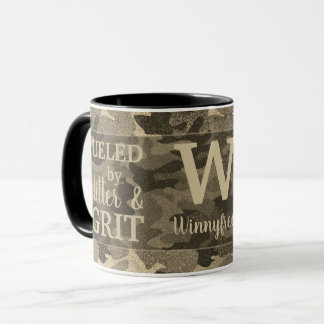 Faux Gold Metallic Camouflage Glitter Monogram Mugg