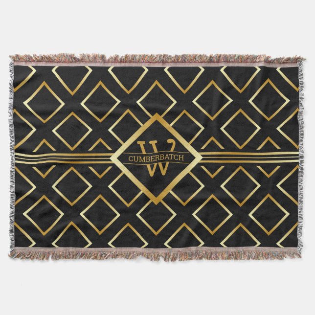 Faux Gold Monogram - Black and Gold Filt (Framsidan)