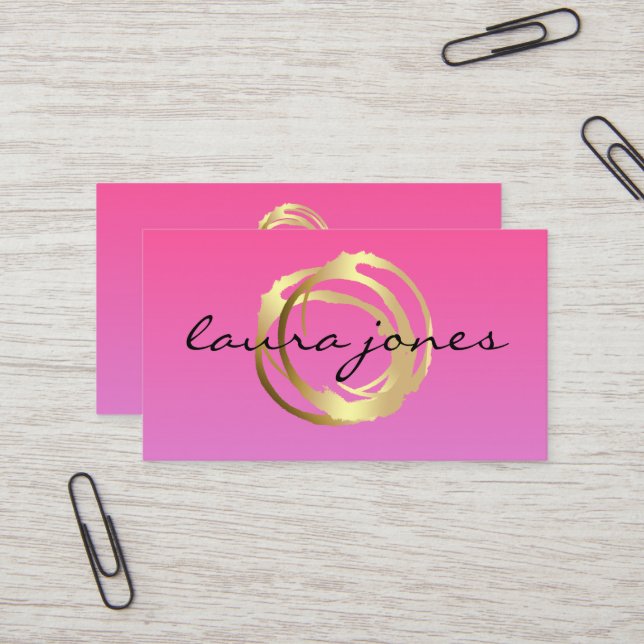 Faux Gold Painted Circle Designer Business Card Visitkort (Fram/Back In Situ)