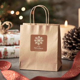 Faux Gold Snowflake Terracotta Custom Holiday Fyrkantigt Klistermärke