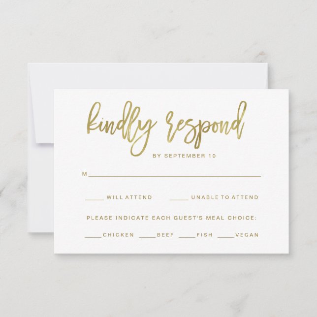 Faux Gold-typografi | Måltidsval RSVP OSA Kort (Framsida)