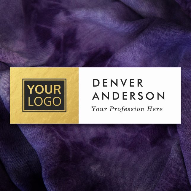 Faux golden and white anpassningsbar logotyp, namn namnbricka (Skapare uppladdad)