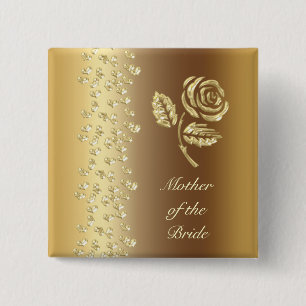 Faux Golden Bröllop ro och namn Knapp