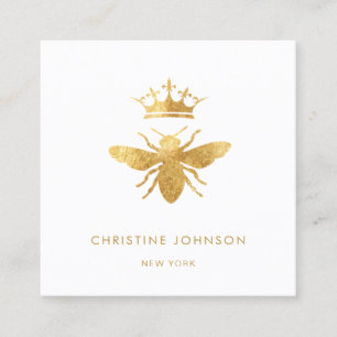 Faux golden foil Queen bee logotyp Fyrkantigt Visitkort