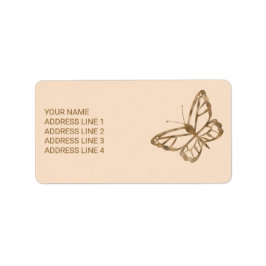 Faux Golden Gult Foil look like Butterfly & Text Adressetikett