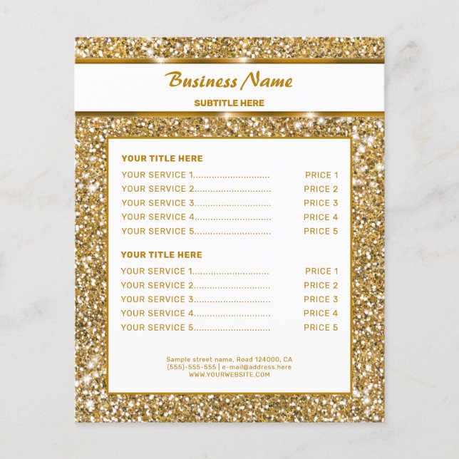 Faux Golden Gult Glitter Struktur & Anpassningsbar Flygblad (Framsidan)