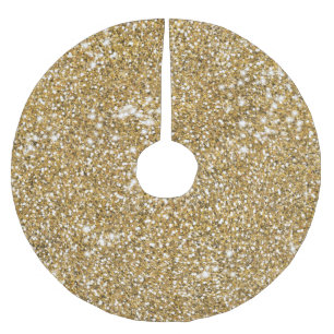Faux Golden Gult Glitter Struktur Titta grafik Julgransmatta Borstad Polyester