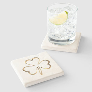 Faux Golden Shamrock Klöver Irish Lycka till Stenunderlägg