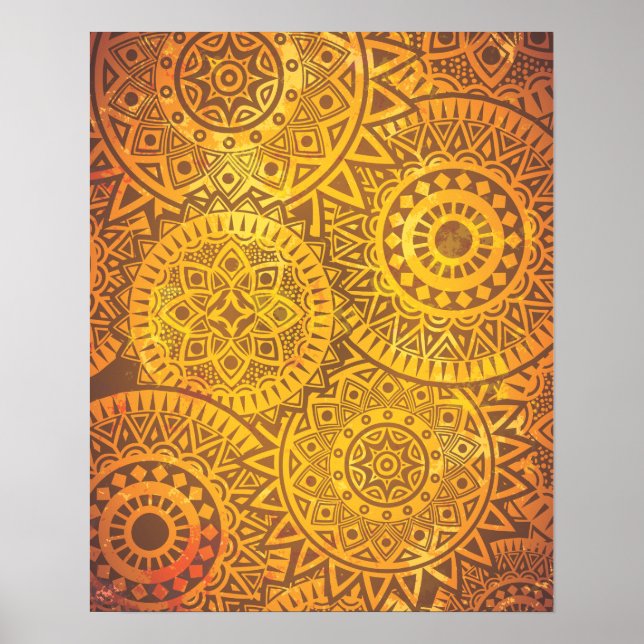 Faux Golden Sol mönster Poster (Framsidan)