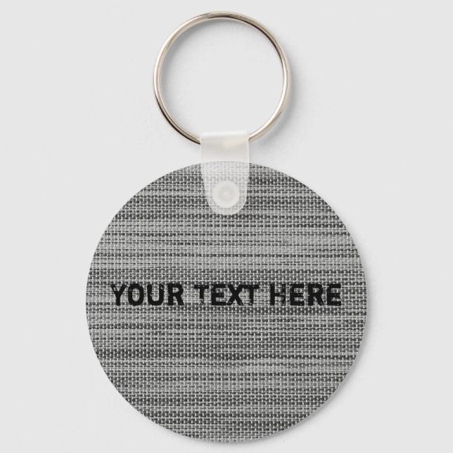Faux Grått Fabric Keychain-Anpassade Din text Nyckelring (Framsida)
