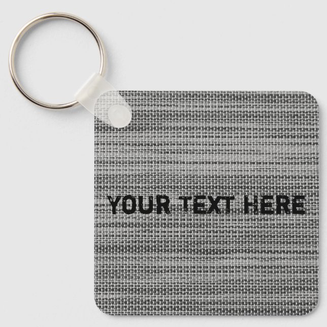 Faux Grått Fabric Keychain med Anpassningsbar Text Nyckelring (Framsida)