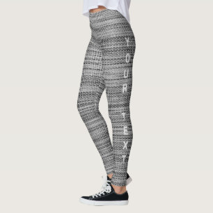 Faux Grått Fabric Leggings med Anpassningsbar Text