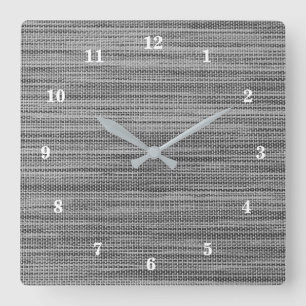 Faux Grått Fabric Trasa Modern Design Wall Clock Fyrkantig Klocka