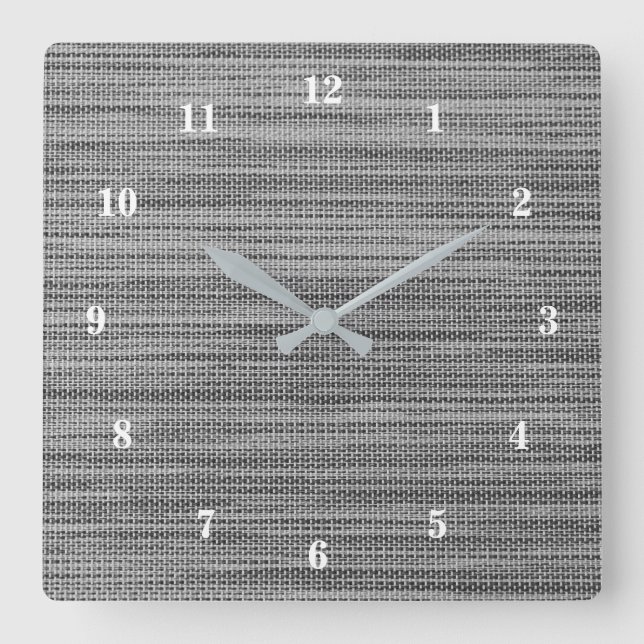Faux Grått Fabric Trasa Modern Design Wall Clock Fyrkantig Klocka (Framsida)