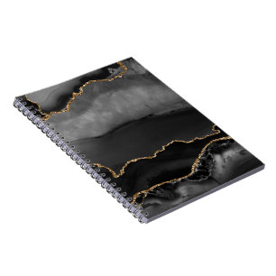 Faux Grått Marcular Agate Golden Glitter Black St Anteckningsbok