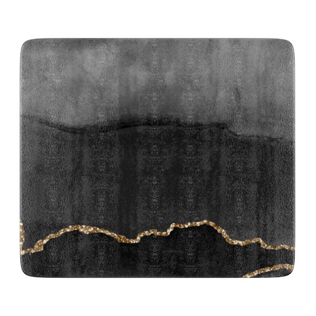 Faux Grått Marcular Agate Golden Glitter Black Sto (Framsidan)