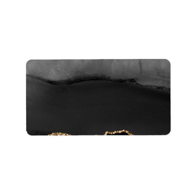 Faux Grått Marcular Agate Golden Glitter Black Sto Adressetikett (Framsidan)