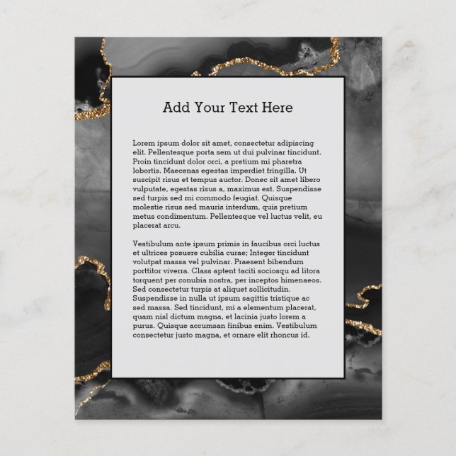 Faux Grått Marcular Agate Golden Glitter Black Sto Flygblad (Framsidan)