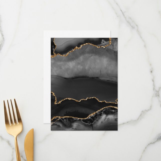 Faux Grått Marcular Agate Golden Glitter Black Sto Meny (Fram/Back In Situ)