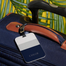 Faux Grått & Navy Leather Rand Bagagebricka