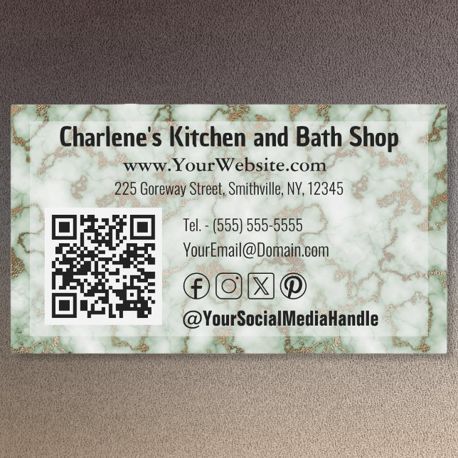 Faux Grönt Guld Marble Magnetic Affärskort (Faux Green Gold Marble Magnetic Business Card by Office Accessories Shop)