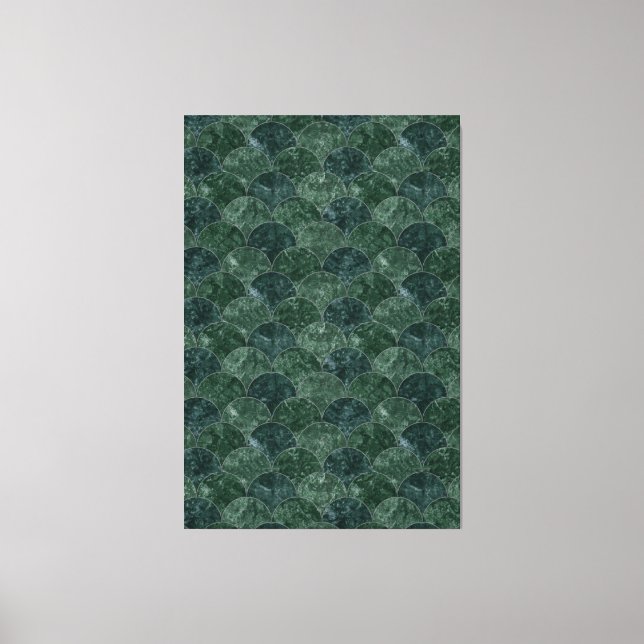 Faux Grönt Stone Sjöjungfru Scales Canvastryck (Framsida)