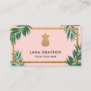 Faux Guld ananas och Grönt Handflatan fronten  Ro Visitkort