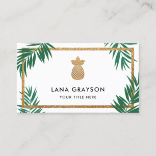 Faux Guld ananas och Grönt Handflatan fronter Visitkort