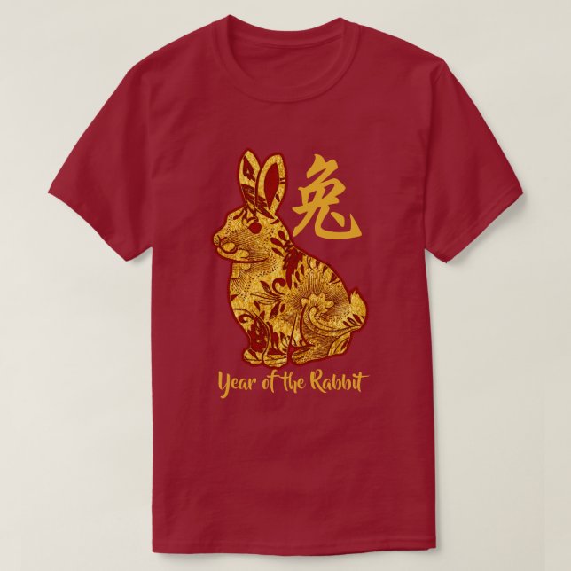 Faux Guld-året för kaninen T Shirt (Design framsida)