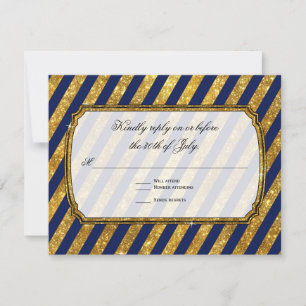Faux Guld Art Deco Navy Blue Stripe OSA Response Kort