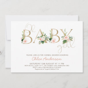 Faux Guld Baby Blommigt Oh Baby Shower Inbjudningar