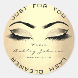 faux Guld Beauty Salon Glitter Öga Lash Cleaner Runt Klistermärke
