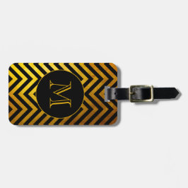 Faux Guld Black Chevron Mönster Anpassningsbar Mon Bagagebricka