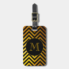 Faux Guld Black Chevron Mönster Anpassningsbar Mon Bagagebricka