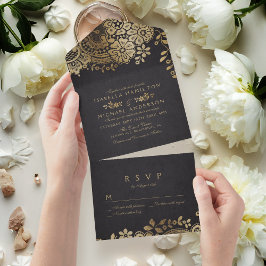 Faux guld black elegant vintage snöre bröllop