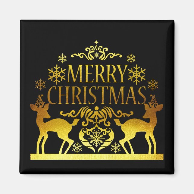 Faux Guld Black God jul Magnet (Framsidan)