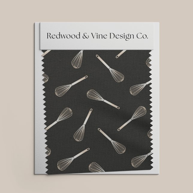 Faux Guld & Black Kitchen Whisk Mönster Tyg (Skapare uppladdad)