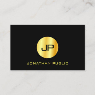 Faux Guld Black Modern Monogram Elegant Template Visitkort