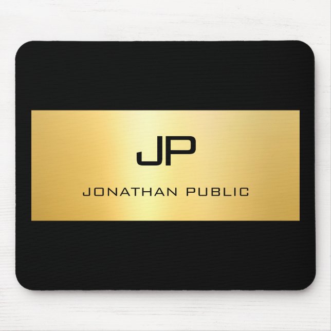 Faux Guld Black Personlig Modern Elegant Musmatta (Framsidan)