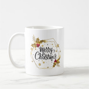 Faux Guld Blommigt God jul Mugg