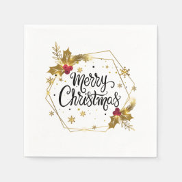 Faux Guld Blommigt God jul | Napkin Pappersservett