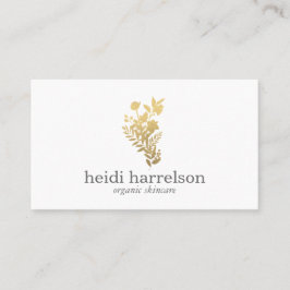 Faux Guld Blommigt Logotyp om White Visitkort