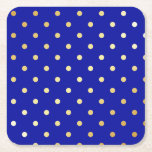 faux guld blue polka dots underlägg papper kvadrat<br><div class="desc">Elegant och modern utformning av polka dots.</div>
