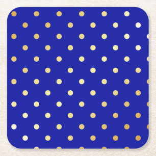 faux guld blue polka dots underlägg papper kvadrat