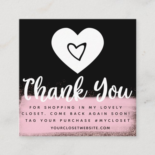 Faux Guld Boutique Heart Closet Closet Business Fyrkantigt Visitkort (Framsida)